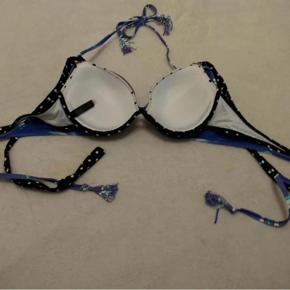 Shade & Shore Periwinkle and White Halter Bikini Top